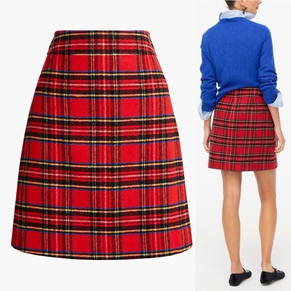 J. Crew Dresses & Skirts - Red Tartan Plaid Skirt with broken zipper* NWT